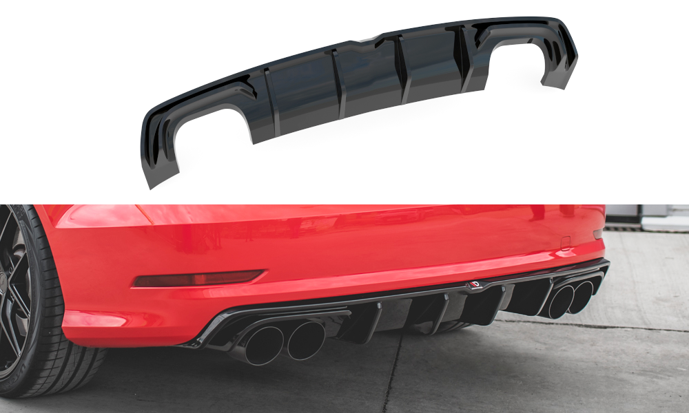 Diffuser passend voor Audi S3 8V Limousine Maxton Glans zwart