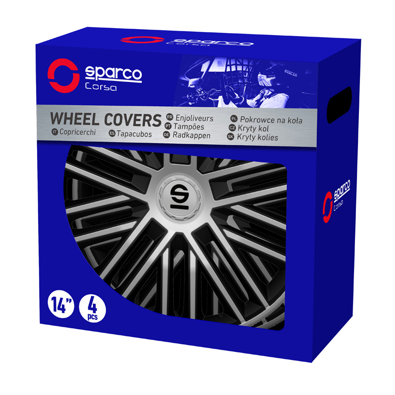 Sparco Wheel Covers Bergamo - 16-inch - Silver/Black - Set of 4 pieces