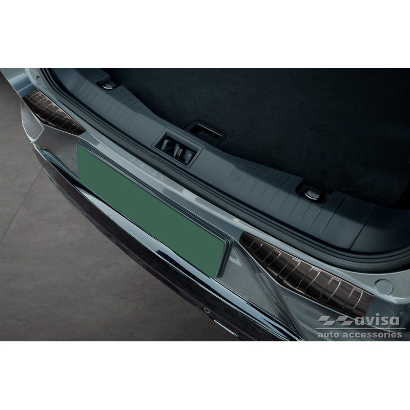 Black Stainless Steel Rear bumper protector  Ford Mustang Mach-E 2020- 'Ribs' (2-Pieces)