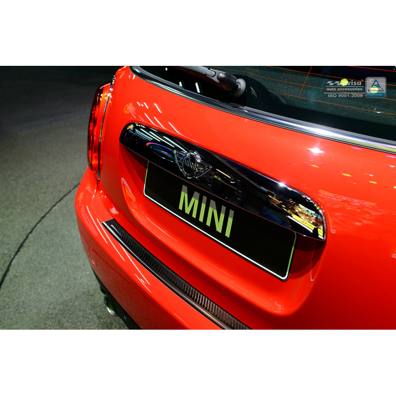 Stainless Steel Rear bumper protector 'Deluxe'  Mini One/Cooper F56 3-doors 3/2014- Black/Black Carbon
