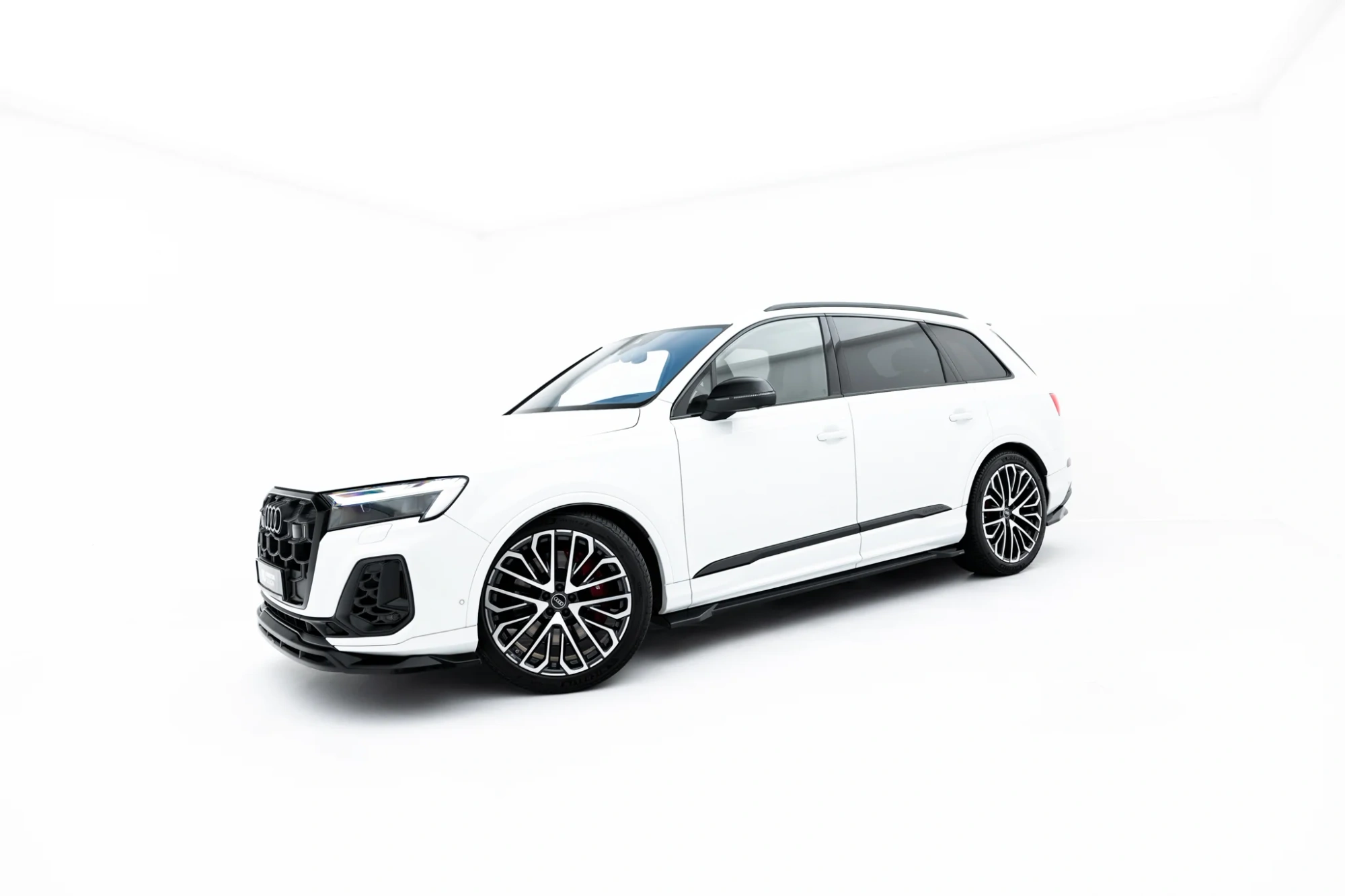 Zijskirts passend voor Audi Q7 S-Line MK2 Facelift 2 Maxton Glanzend zwart