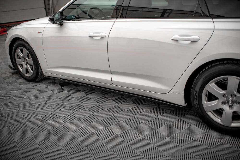 Zijskirts passend voor Audi A6 C8 Maxton Glans Zwart