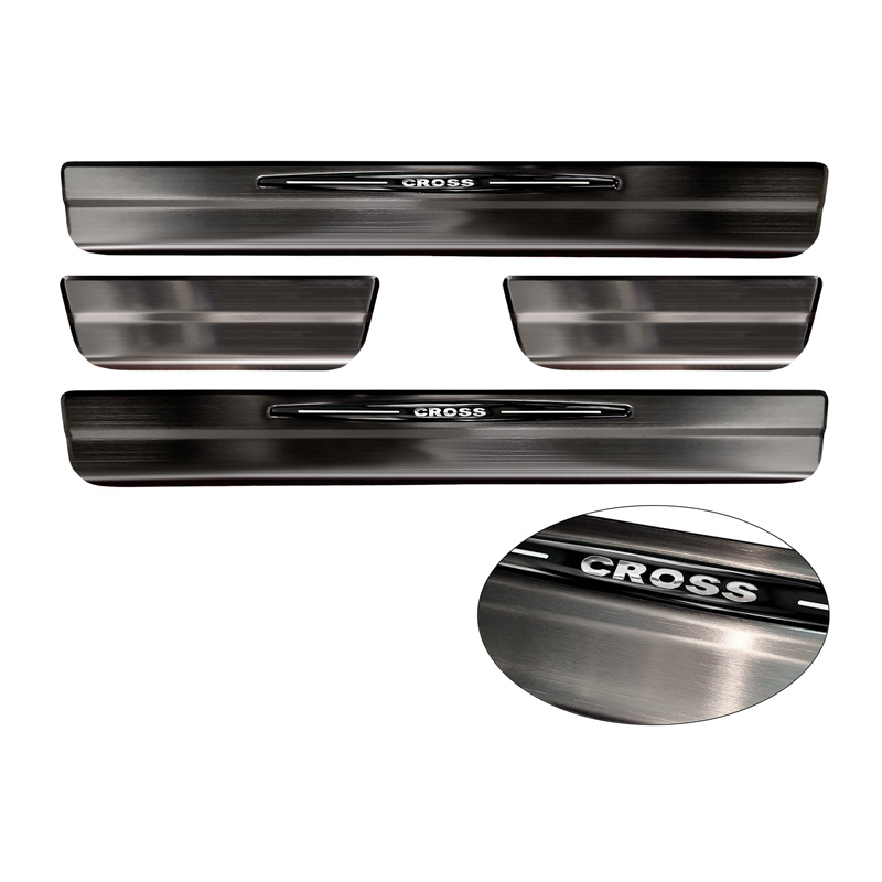Inox door sill protectors  Toyota Corolla Cross 2020- 'Cross' 4-pieces