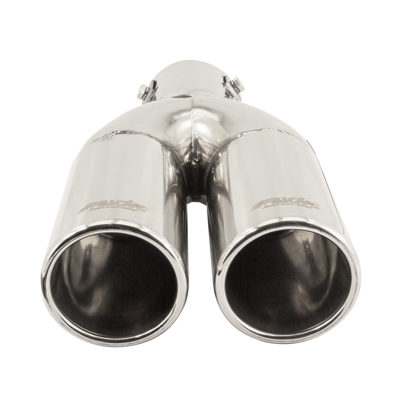 Simoni Racing Exhaust Tip Double Round Inox - Ø63xL220mm - Installation ->60mm