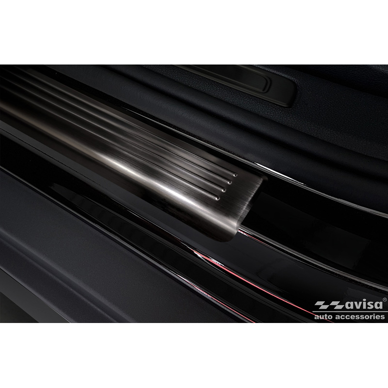 Black Inox door sill protectors  Volkswagen Passat 3G Sedan/Variant 2014-2023 - 'Lines' - 4-pieces