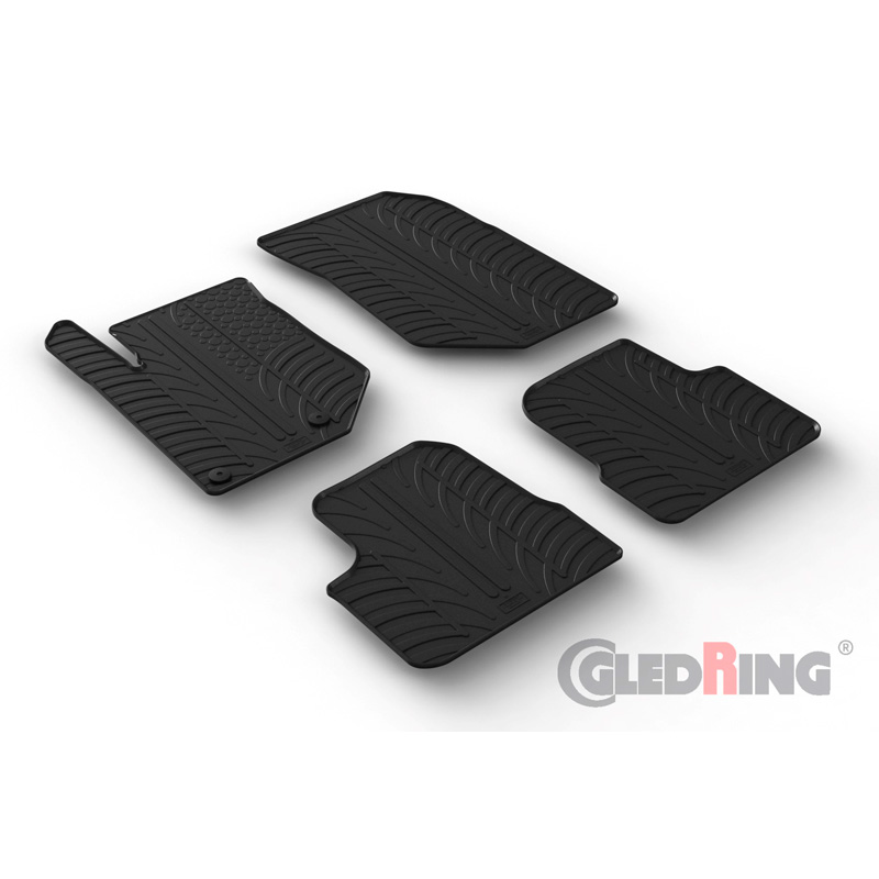 Rubber car mats set  Peugeot 208 II 2019- / 2008 II 2020- & Opel Corsa F 2019- / Mokka 2020- excl. Electric (T profile 4-pieces + mounting clips)