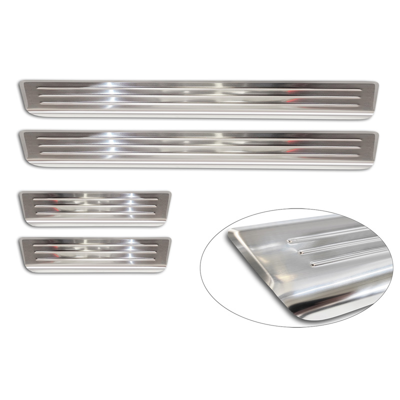 Inox door sill protectors  Skoda Fabia IV Hatchback 2021- 'Lines' - 4-pieces
