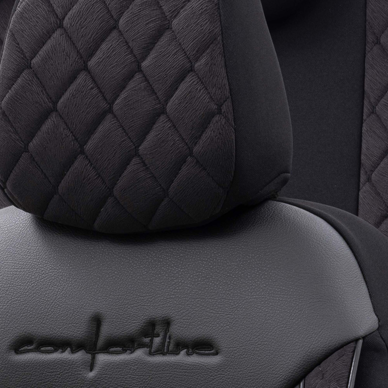 Universal Velours/Fabric Seat cover set 'Comfortline VIP' Black - 11-pieces -  Side-Airbags