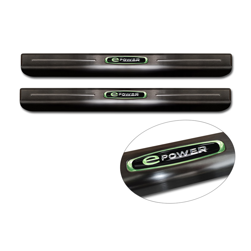 Black Inox door sill protectors  Volkswagen ID.Buzz 2022- 'E-Power' - 2-pieces
