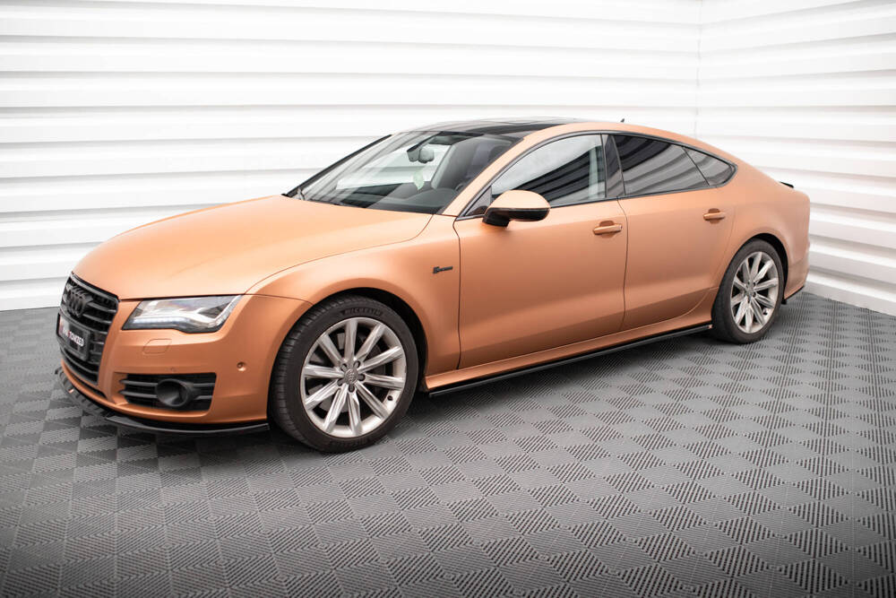 Zijskirts passend voor Audi A7 C7 Maxton Glans Zwart