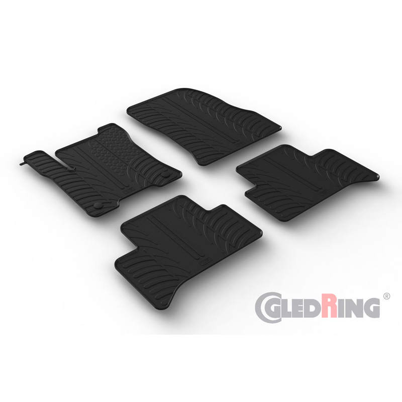 Rubber car mats set  Mercedes EQA (H243) 2021- (T profile 4-pieces + mounting clips)