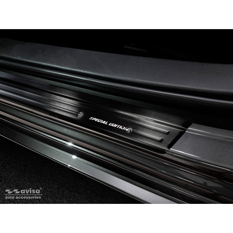 Black Stainless Steel Door sill protectors  Mazda 3 HB 5-doors 2019- - Brushed Steel 'Special Edition' 4-pieces