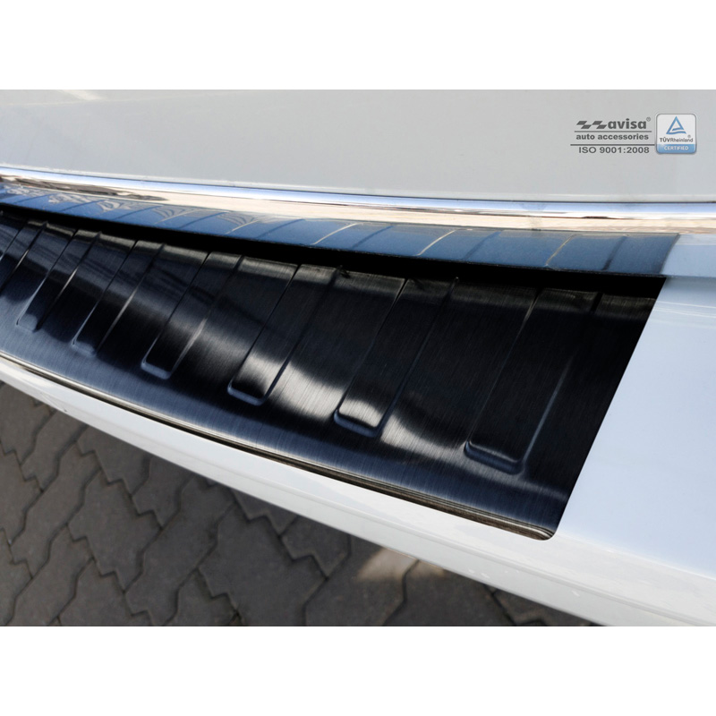 Black Stainless Steel Rear bumper protector  Volkswagen Transporter T6 2015-2019 & FL 2019-2020 & T6.1 2020-2022 (with rear hatch) 'Ribs'