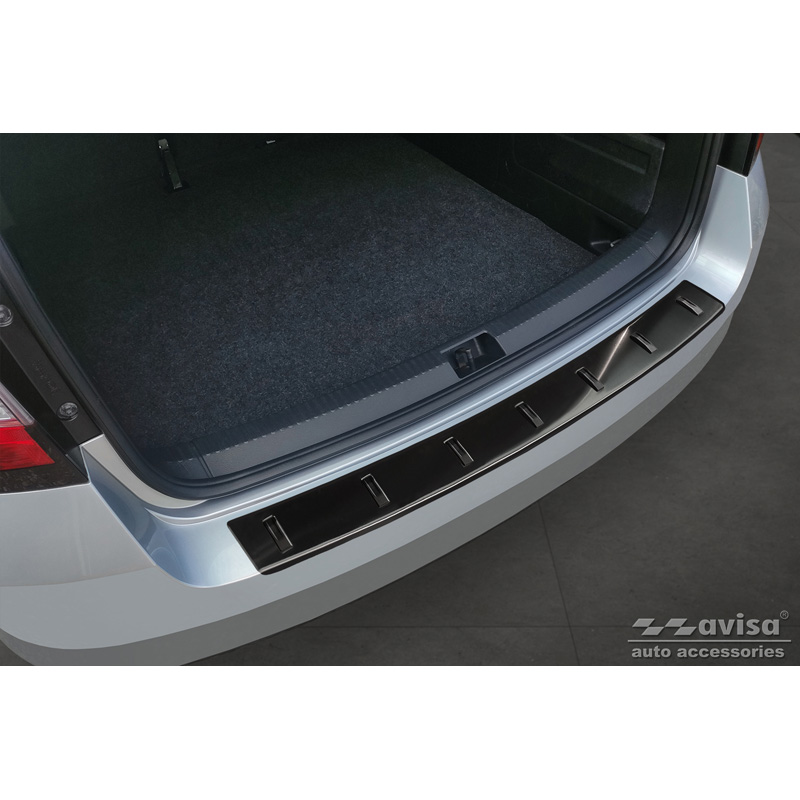 Black Stainless Steel Rear bumper protector  Skoda Fabia III Combi 2014-2018 'STRONG EDITION'