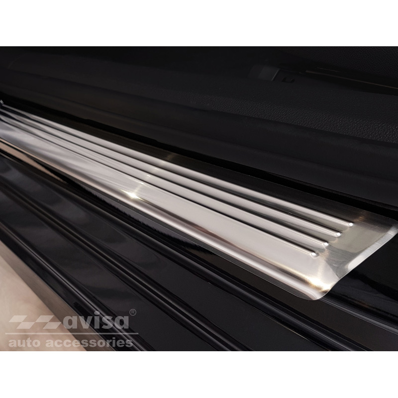 Inox door sill protectors  Skoda Octavia IV Sedan/Kombi 2020-2024 & FL 2024- 'Lines' - 4-pieces