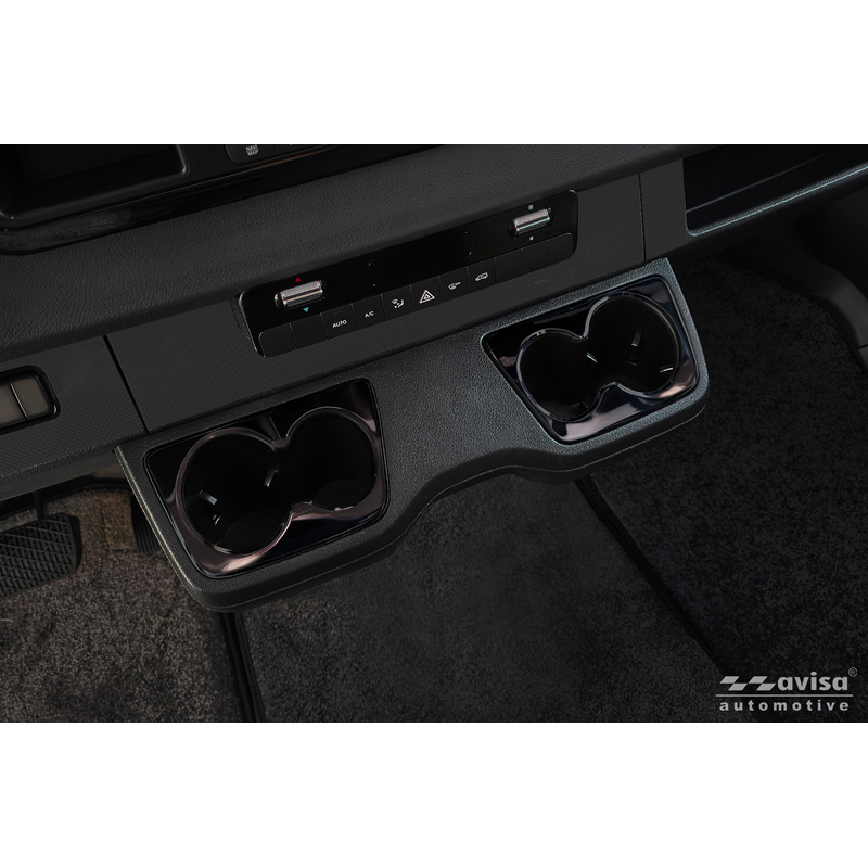 Avisa Stainless Steel cup holder trim cover (2pcs)  Mercedes Sprinter III 2018- - Black