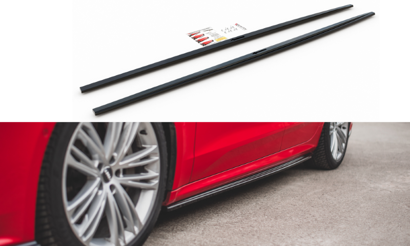 Zijskirts passend voor Audi A7 C8 S-Line Maxton Glanzend Zwart