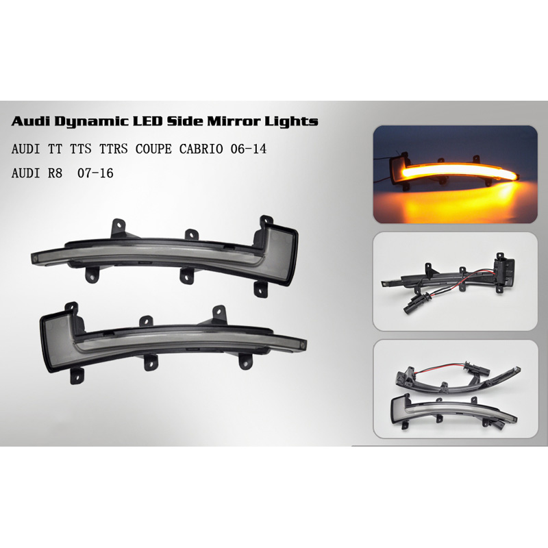 Set LED Side-Mirror Indicators  Audi TT 2006-2014 & R8 2007-2016 - Smoke - incl. Dynamic Running Light
