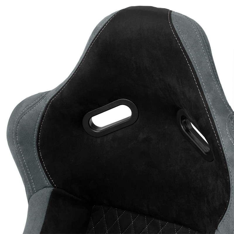 Sport seat 'LV' - Black/Grey - Non-reclinable fibreglass back-rest - incl. slides