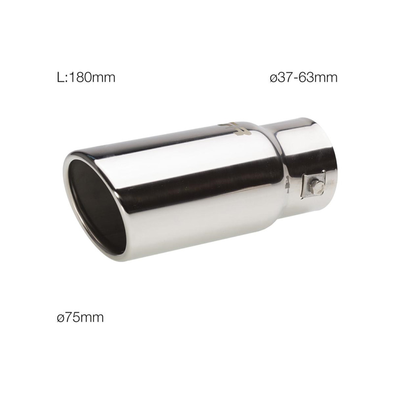 Simoni Racing Exhaust Tip Round/Slanting Inox - Ø76xL180mm - Installation ->64mm