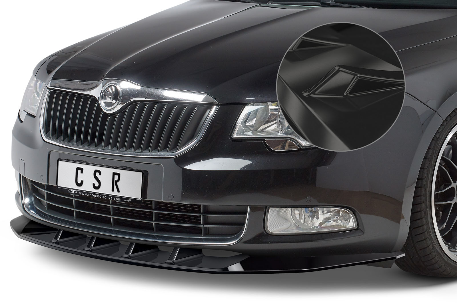 Voorspoiler passend voor Skoda Superb II Glans Zwart – 2008–06/2013
