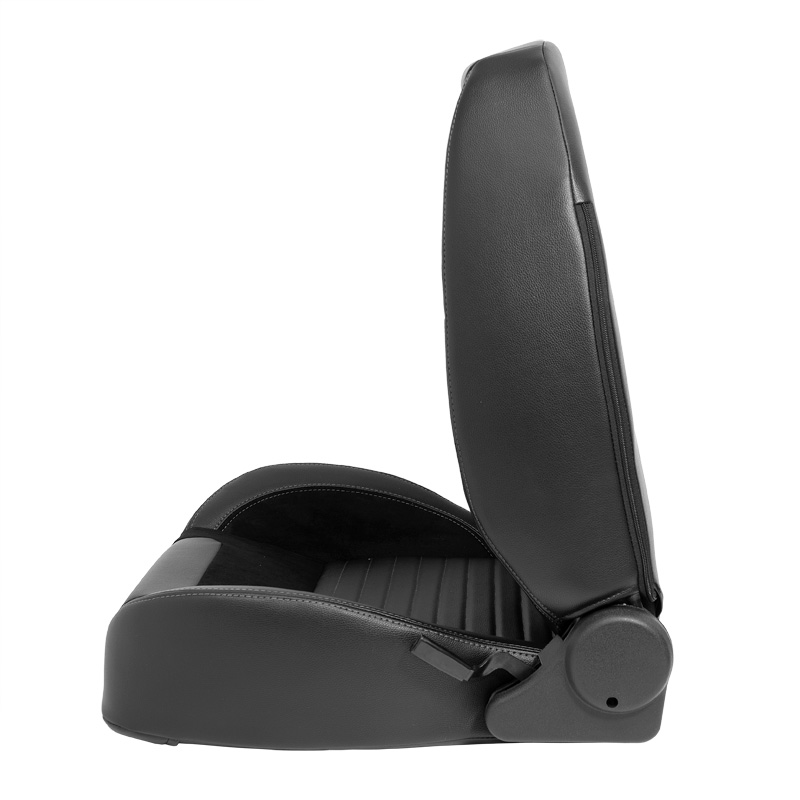 Sport seat 'Classic II ' - Black Synthetic Leather + Suede + Grey stitching - Left-side reclinable back-rest - incl. slides