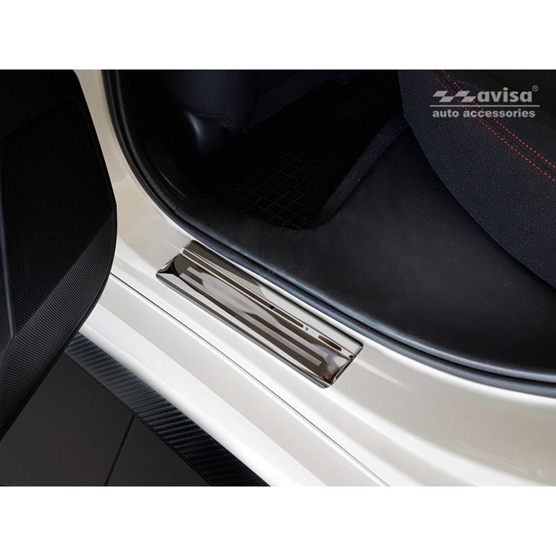 Mirror Black Stainless Steel Door sill protectors  Honda Civic X HB 5-doors 2017-2022 'Sportline' - 4-pieces