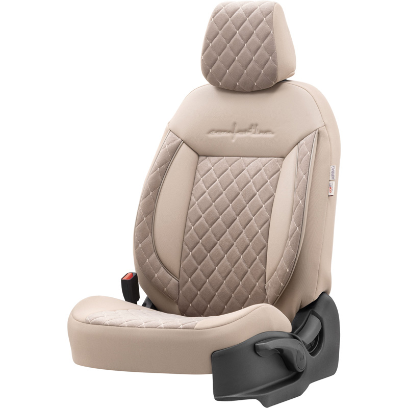 Universal Velours/Fabric Seat cover set 'Comfortline VIP' Crème - 11-pieces -  Side-Airbags