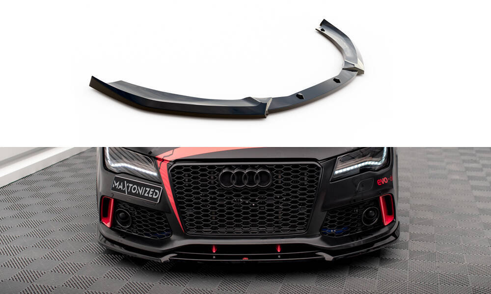 Voorspoiler passend voor Audi A7 C7 met RS7 Look Bumper Maxton Glans Zwart