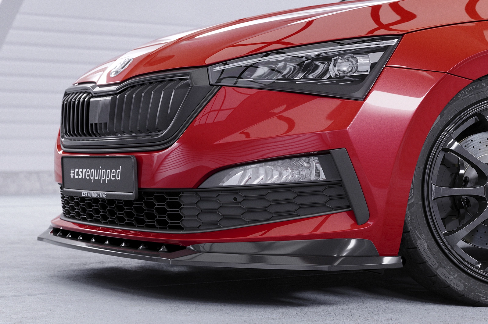 Voorspoiler passend voor Skoda Scala Monte Carlo glans zwart
