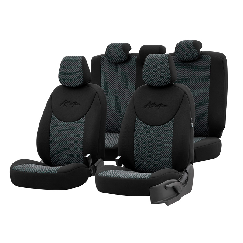 Universal Fabric Seat cover set 'Attraction' Black/Grey - 11-pieces -  Side-Airbags