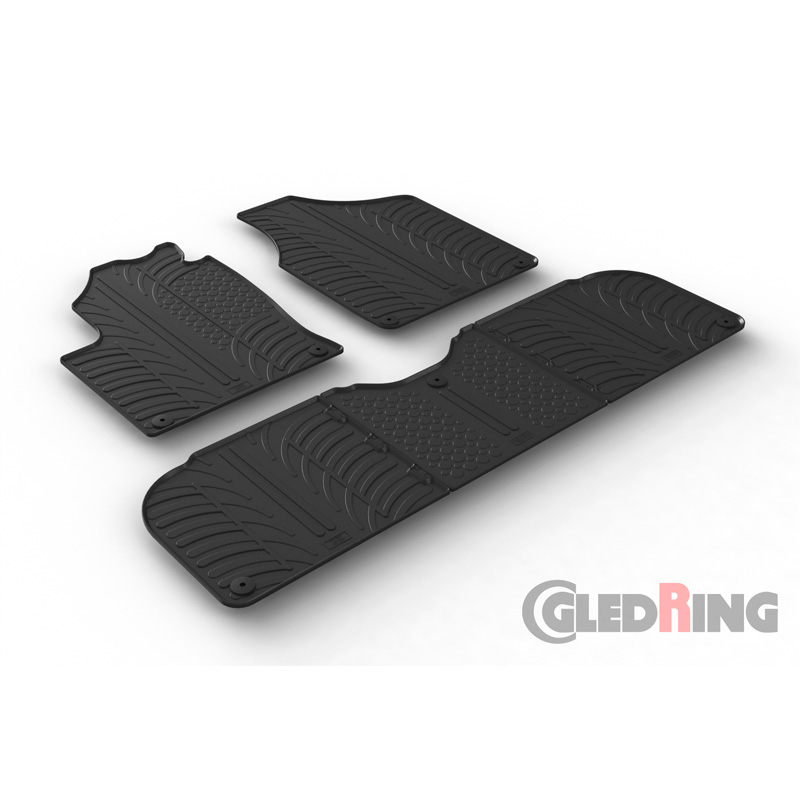Rubber car mats set  Volkswagen Sharan & Seat Alhambra 1996-2010 (T profile 5-pieces + mounting clips)