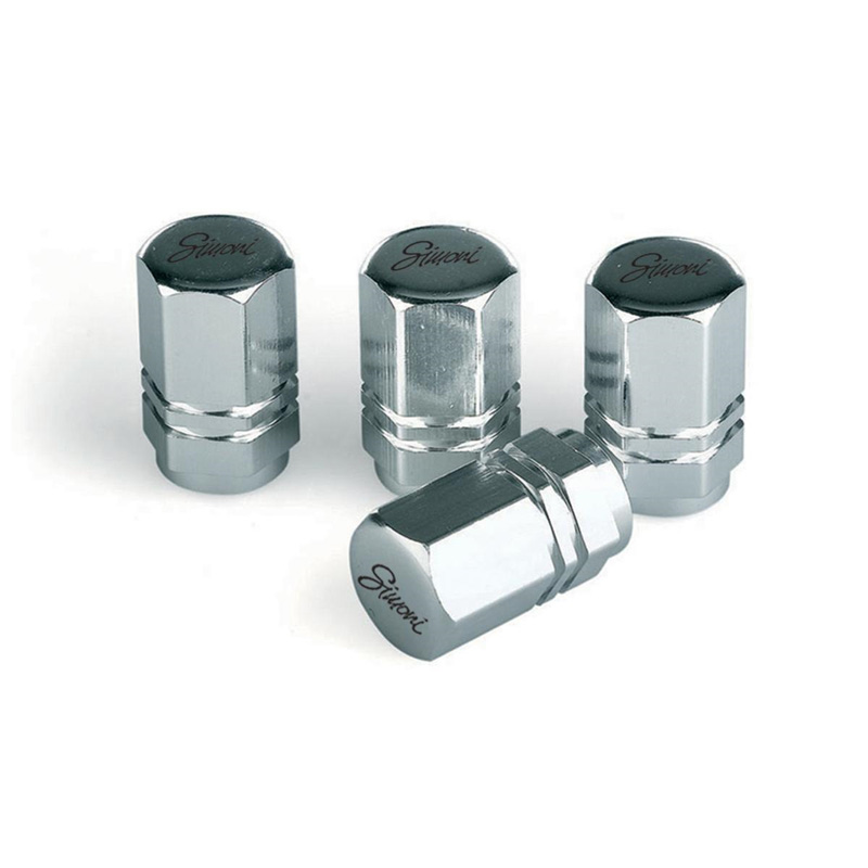 Simoni Racing Valve Caps Hexagonal - Chrome - 4 pieces