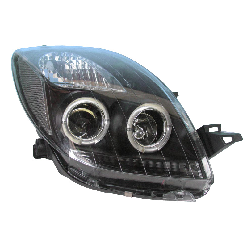 Set Headlights  Toyota Yaris II 2006-2009 - Black - incl. Halos