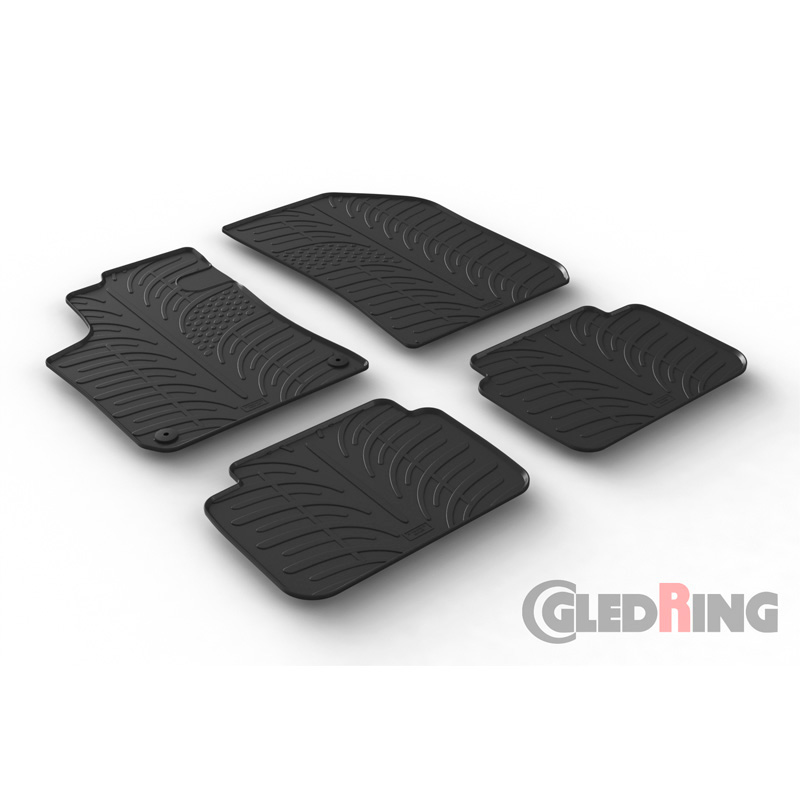 Rubber car mats set  Peugeot 308 SW 2013-2021 (T profile 4-pieces + mounting clips)