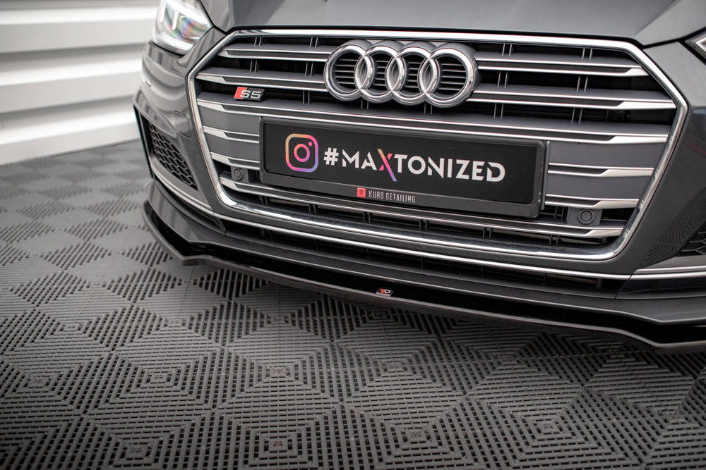 Voorspoiler passend voor Audi S5 / A5 S-Line F5 Coupe / Sportback V.1 Glanzend Zwart