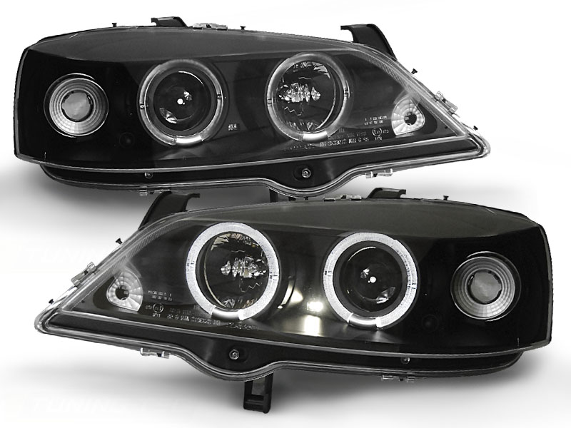 Headlights Opel Astra G Angel Eyes Black