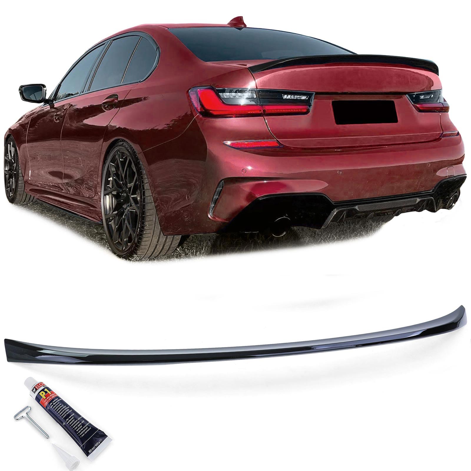 Spoiler passend voor BMW 3 Serie G20 Sport Glans Zwart