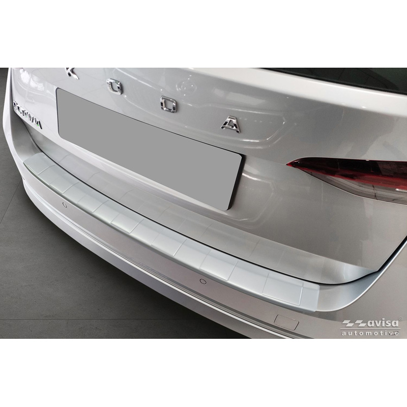 Avisa Stainless Steel Powdercoated Rear bumper protector  Skoda Octavia IV 2019-2024 & FL 2024- 'Soft Silver'