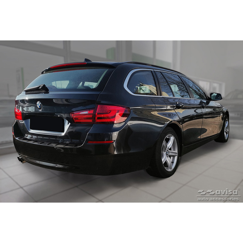 Black Stainless Steel Rear bumper protector  BMW 5-Series (F11) Touring 2011-2013 & Facelift 2013-2017 'STRONG EDITION'