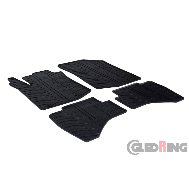 Rubber car mats set  Peugeot 108 & Citroën C1 2014- (T profile 4-pieces + mounting clips)