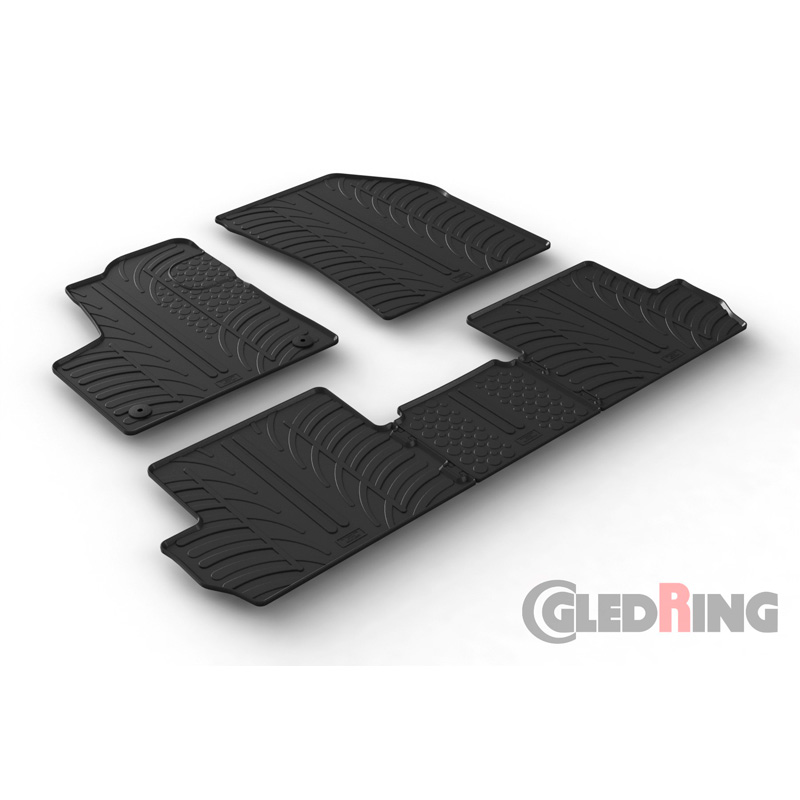 Rubber car mats set  Peugeot 3008 II 2016-2024 incl. Hybrid (T profile 5-pieces + mounting clips)