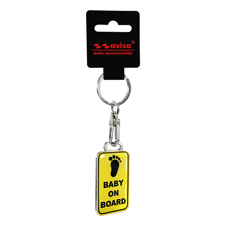 Stainless steel key chain - 'Baby On Board'