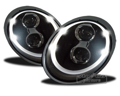 Headlights Porsche 997 LED DRL Look Xenon Black