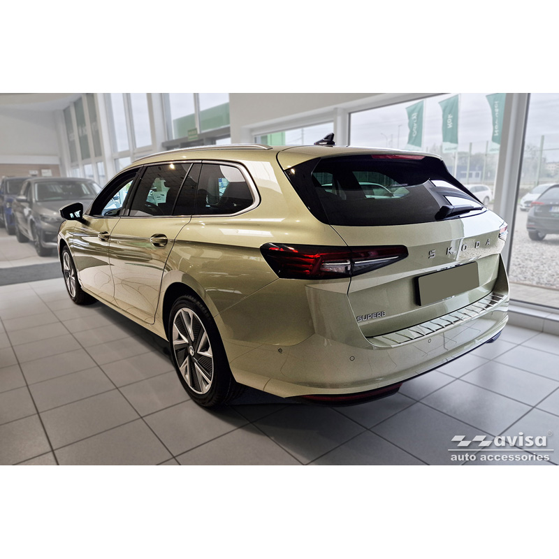 Stainless Steel Rear bumper protector  Skoda Superb IV Combi 2023- 'Ribs'