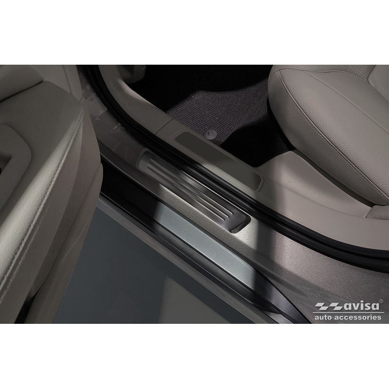 Black Inox door sill protectors  Volvo V90 & V90 Cross Country 2016- - 'Lines' - 4-pieces