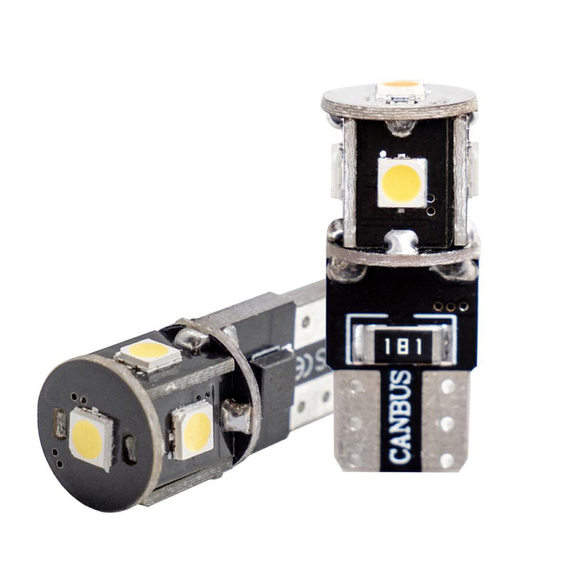 Simoni Racing T10 5-LED Bulbs 'Canbus No-Polarity' - High Brightness Superwhite - Set of 2 pieces