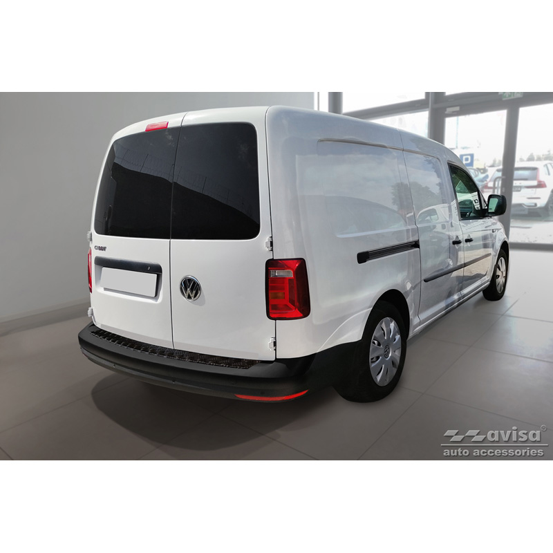 Matt Black Aluminum Rear bumper protector  Volkswagen Caddy 2004-2015 & FL 2015- 'Riffled Plate'
