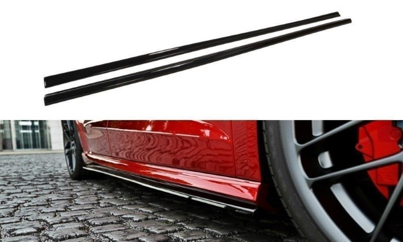 Zijskirts Diffuser passend voor Audi S3 / A3 S-Line 8V / 8V FL Sportback Glanzend Zwart