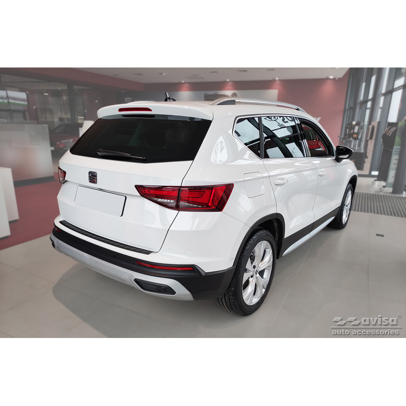 Matt Black Stainless Steel Rear bumper protector  Seat Ateca 2016-2020 & FL 2020- 'Ribs'